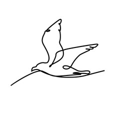 Wall Mural - One single line drawing of wild seagull for company business logo identity. Cute bird mascot concept for conservation national park symbol. Continuous line draw design graphic illustration vector