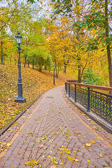 Wall Mural - The alley in autumn St Volodymyr Hill park, Kyiv, Ukraine