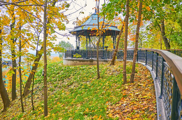 Wall Mural - The vintage gazebo in  St Volodymyr Hill park, Kyiv, Ukraine