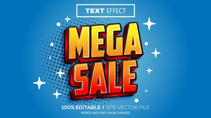 Poster - 3d editable text effect mega sale theme premium vector