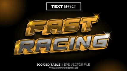 Poster - 3d editable text effect fast racing theme premium vector