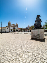 Portugal, Faro District, Lagos, Republic Square With Statue OfPrince Henry Navigator In Foreground