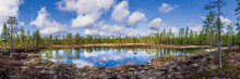 Sweden, Dalarna, Panoramic View Of Clear Lake And Surrounding Forest