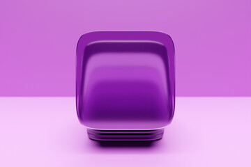 Poster - 3d illustration    purple cube  on monocrome isolated background
