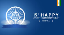 Happy 75th Independence Day Of India Vector Illustration. Happy Republic Day 15th August Template Poster Banner Flyer. Indian Independence Day Celebrations With Ashoka Wheel
