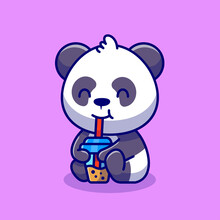 Cute Panda Sipping Boba Milk Tea Cartoon Vector Icon 
Illustration Animal Drink Icon Concept Isolated Premium 
Vector. Flat Cartoon Style