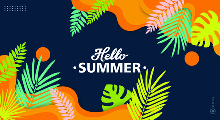 Wall Mural - Colorful Summer background layout banners design. Horizontal poster, greeting card, header for website