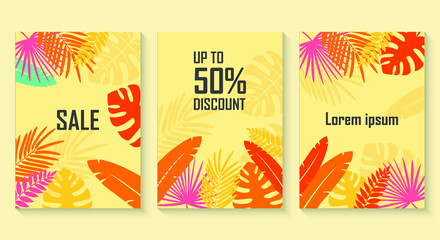 Colorful Summer background layout banners design. Horizontal poster, greeting card, header for website