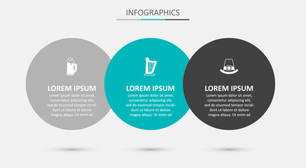 Set Harp, Glass of beer and Leprechaun hat. Business infographic template. Vector