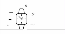 Square Wrist Watch. Keep Track Of Time, Management, Job, Sked, Work, Plan, Schedule, Employee, Table. Business Concept. One Line Drawing Animation. Motion Design. Animated Technology Logo. Video 4K