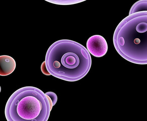 Wall Mural - t cells attacking cancer cells, 3d illustration