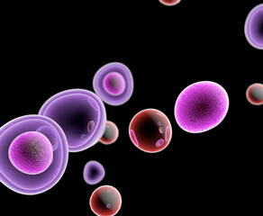 Wall Mural - t cells attacking cancer cells, 3d illustration