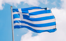 Close Up View Of Greece Flag