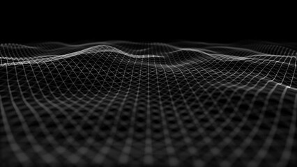 Poster - Abstract Digital Waving Lines Fx Background Loop/ 4k animation of an abstract background with digital fractal particle lines waving and seamless looping