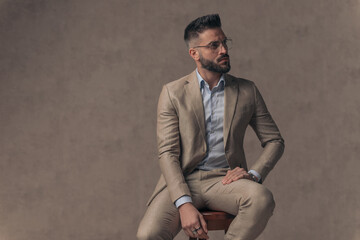 Wall Mural - thoughtful businessman with open collar shirt looking away