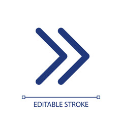 Poster - Right double arrow pixel perfect RGB color ui icon. Fast forward. Speed up. Simple filled line element. GUI, UX design for mobile app. Vector isolated pictogram. Editable stroke. Arial font used