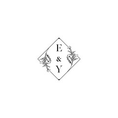 Canvas Print - EY wedding floral initial concept with high quality logo design