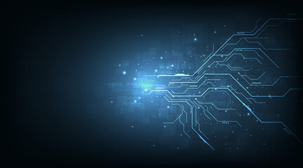 Aufkleber - Concept of Circuit board electronic design on dark blue color background.High tech circuit board connection system concept.Vector illustration.