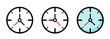 Clock. Set of flat black icons isolated on transparent background. Vector clipart.