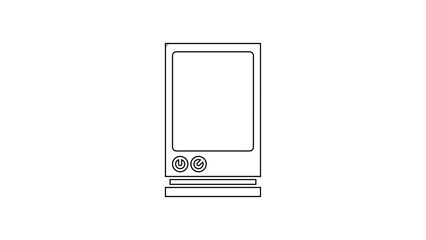Poster - Black line Voice assistant icon isolated on white background. Voice control user interface smart speaker. 4K Video motion graphic animation