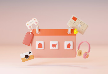 Poster - Shopping online website store concept 3d rendering illustrations desk for ui ux designer create a design.