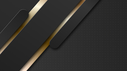 Poster - Black and golden abstract tech geometric rounded rectangles motion background. Seamless looping. Video animation 4K 4096x2160