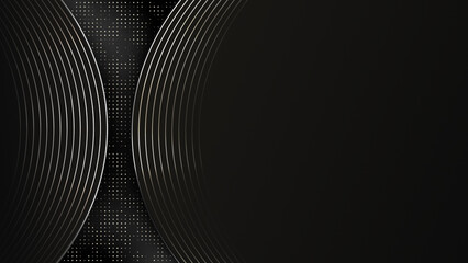 Poster - Black and golden circles abstract tech geometric motion background. Seamless looping. Video animation 4K 4096x2160