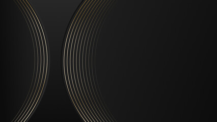 Poster - Black and golden circles abstract tech geometric motion background. Seamless looping. Video animation 4K 4096x2160