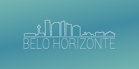 Sticker - Belo Horizonte, State of Minas Gerais, Brazil Skyline Linear Design. Flat City Illustration Minimal Clip Art. Background Gradient Travel Vector Icon.