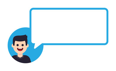 Poster - Man character with blank message template vector illustration.