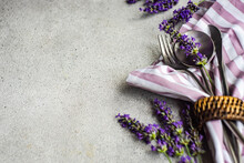 Summer Table Setting With Lavender