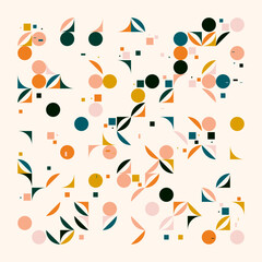 Aufkleber - Mid-Century Inspired Graphic Pattern Art Made With Abstract Vector Geometric Shapes and Elements