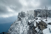 Snow-capped Battlements Of Mount Ai-Petri In Spring. Crimea