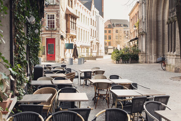 Wall Mural - Antwerpen, Belgium, beautiful street in old town. Popular travel destination and tourist attraction