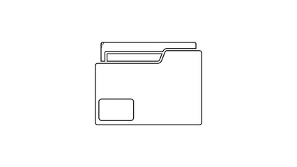 Poster - Black line Document folder icon isolated on white background. Accounting binder symbol. Bookkeeping management. 4K Video motion graphic animation