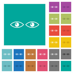 Poster - Watching eyes outline square flat multi colored icons