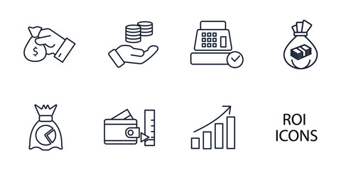 Return on investment icons set . Return on investment pack symbol vector elements for infographic web