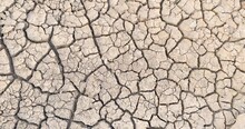 Dry Land In The Dry Season Drought, Ground Cracks, No Hot Water. Lack Of Humidity Effect From Global Cracked Soil In Drought Abstract Nature Background With Cracked Soil	