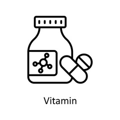 Vitamin vector outline Icon Design illustration. Medical Symbol on White background EPS 10 File