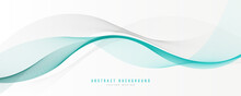Abstract Grey And Teal Flowing Wave Lines On White Background. Smooth Dynamic Wavy Lines. Modern Banner Template Design. Suit For Brochure, Website, Flyer, Banner, Poster. Vector Illustration