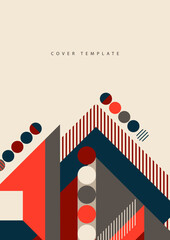 Poster - Modern abstract brochure with geometric shapes, circles and squares, lines. Minimal bold architectural style vector set with figure templates.