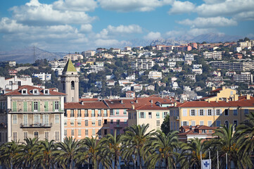 Wall Mural - Nice old town and palm trees