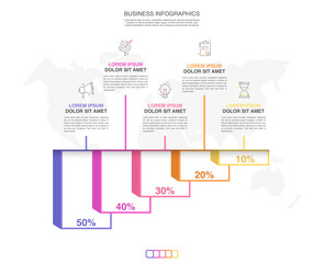 Line vector infographics. Creative of columns bar chart with 5 options. Modern comparison business table isolated on transparent background. Design timeline with data slide template