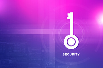 Poster - house protection key. 2D illustration
