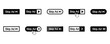 Set of skip ad advertisement buttons. Black icons with skip ad advertising. Click on button. Vector 10 EPS.