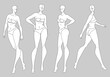 Fashion figure ten heads design template croquis wearing swimsuit
