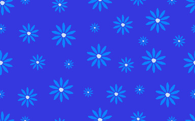 Flowers blue seamless pattern