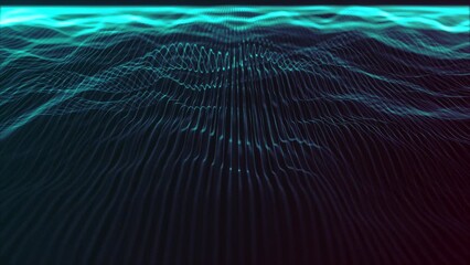 Poster - Abstract Digital Waving Lines Fx Background Loop/ 4k animation of an abstract background with digital fractal particle lines waving and seamless looping