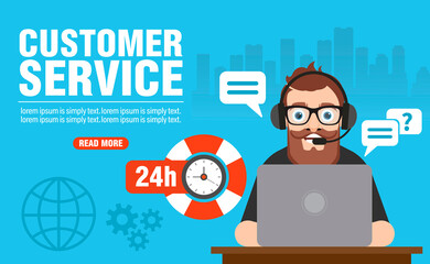 Customer service concept modern design flat banner