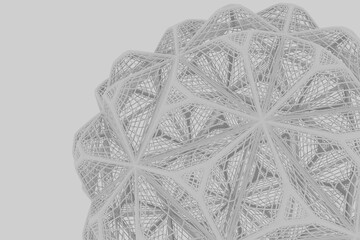 Poster - white beautiful sphere consisting of polygonal mesh polyhedra on a white background. 3d render. 3d illustration